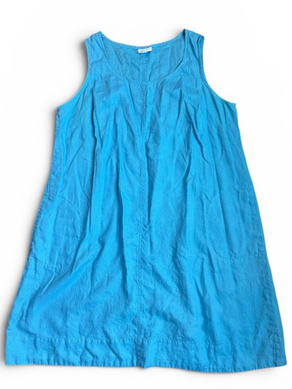 J. Jill 100% Linen Shift Dress Women's 2X Aqua Sleeveless Pockets Love Linen